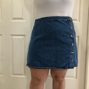 ASOS Blue Denim Mini Skirt with Side Button Detail